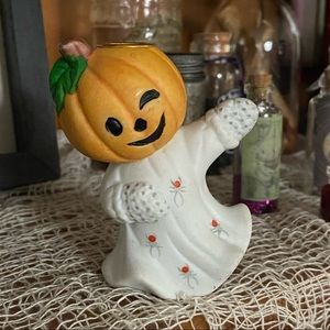 Jack-O-Lantern Ghost Candle Holder